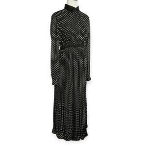 NEW GIAMBA Paris Polka Dots Collared Maxi Dress Black ITALY SIZE 42 US 6 NWT